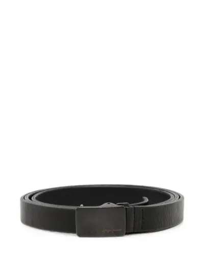 Yohji Yamamoto logo-engraved buckle belt - Black