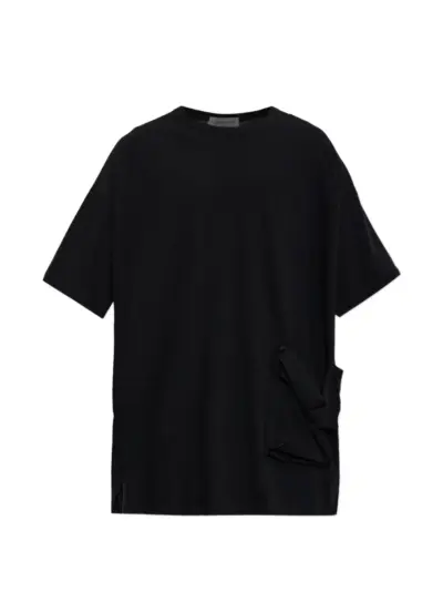 Yohji Yamamoto oversized draped-pocket T-shirt - Black