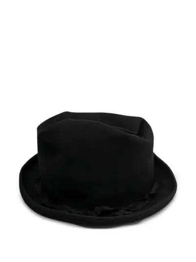 Yohji Yamamoto ruffled-trim fedora hat - Black