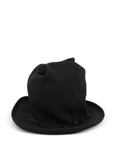 Yohji Yamamoto ruffled-trim fedora hat - Black