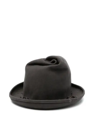 Yohji Yamamoto ruffled-trim fedora hat - Grey