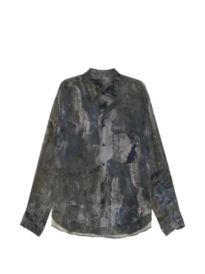Ziggy Chen abstract-print layered-hem shirt - Grey