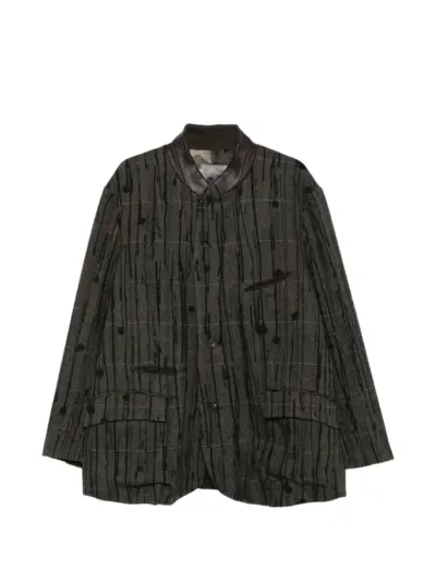 Ziggy Chen check paint-splatter blazer - Grey
