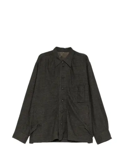 Ziggy Chen checked wool shirt - Grey