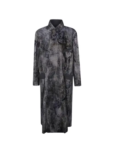 Ziggy Chen crinkled-effect double-breasted coat - Grey