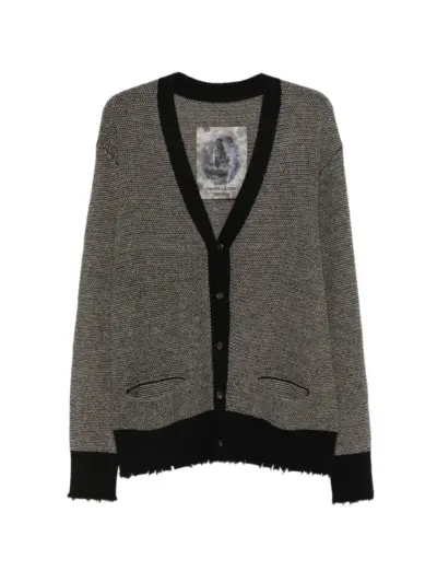 Ziggy Chen distressed-effect knitted cardigan - Grey