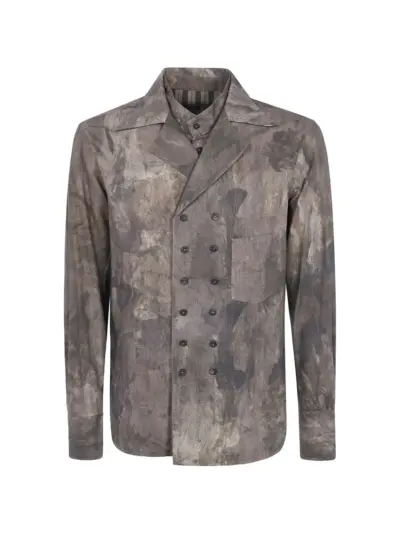 Ziggy Chen double-breasted layered-effect shirt - Grey