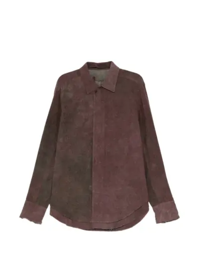 Ziggy Chen faded-effect concealed-fastening shirt - Brown