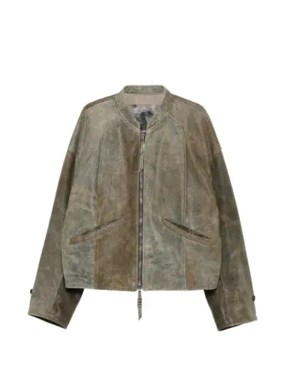 Ziggy Chen faded-effect leather jacket - Brown