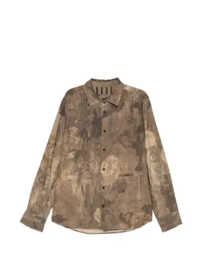 Ziggy Chen graphic-print cotton shirt - Brown