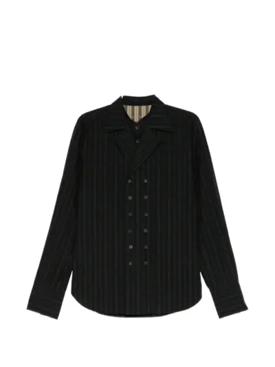 Ziggy Chen pinstripe-print double-breasted shirt - Black