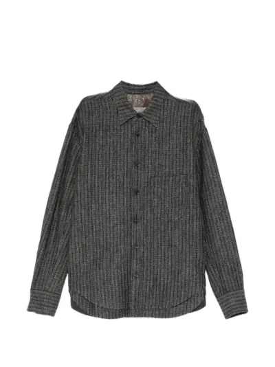 Ziggy Chen stripe-patterned patch-pocket shirt - Grey