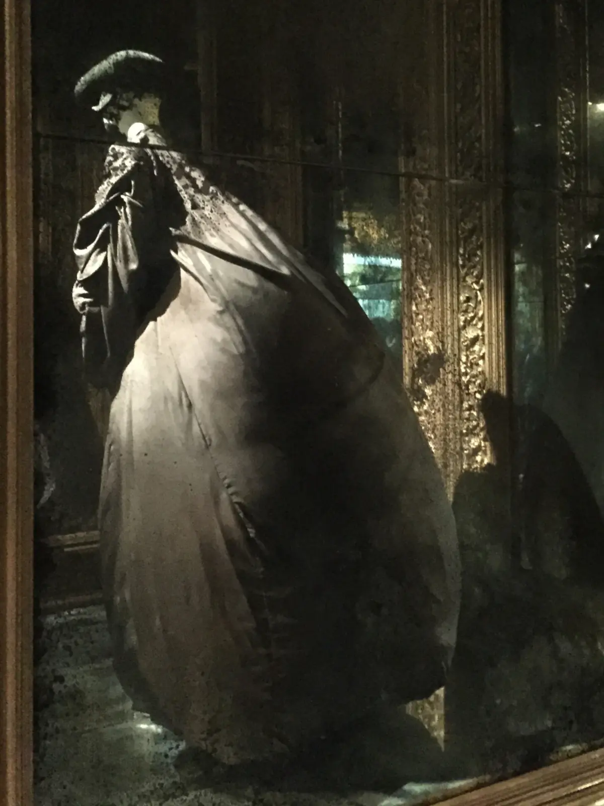 Alexander McQueen voluminous black silk parachute cape from the Supercalifragilisticexpialidocious collection at the Savage Beauty exhibition