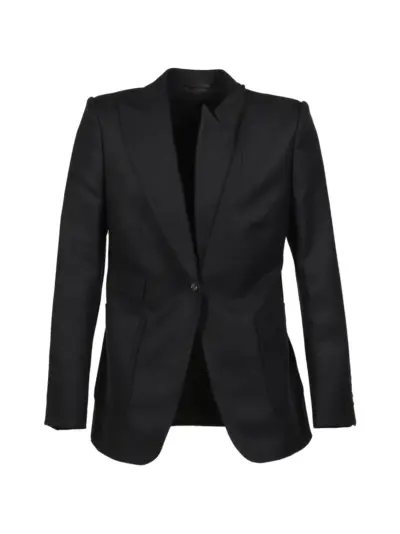 marina yee double-breasted wool blazer - Black