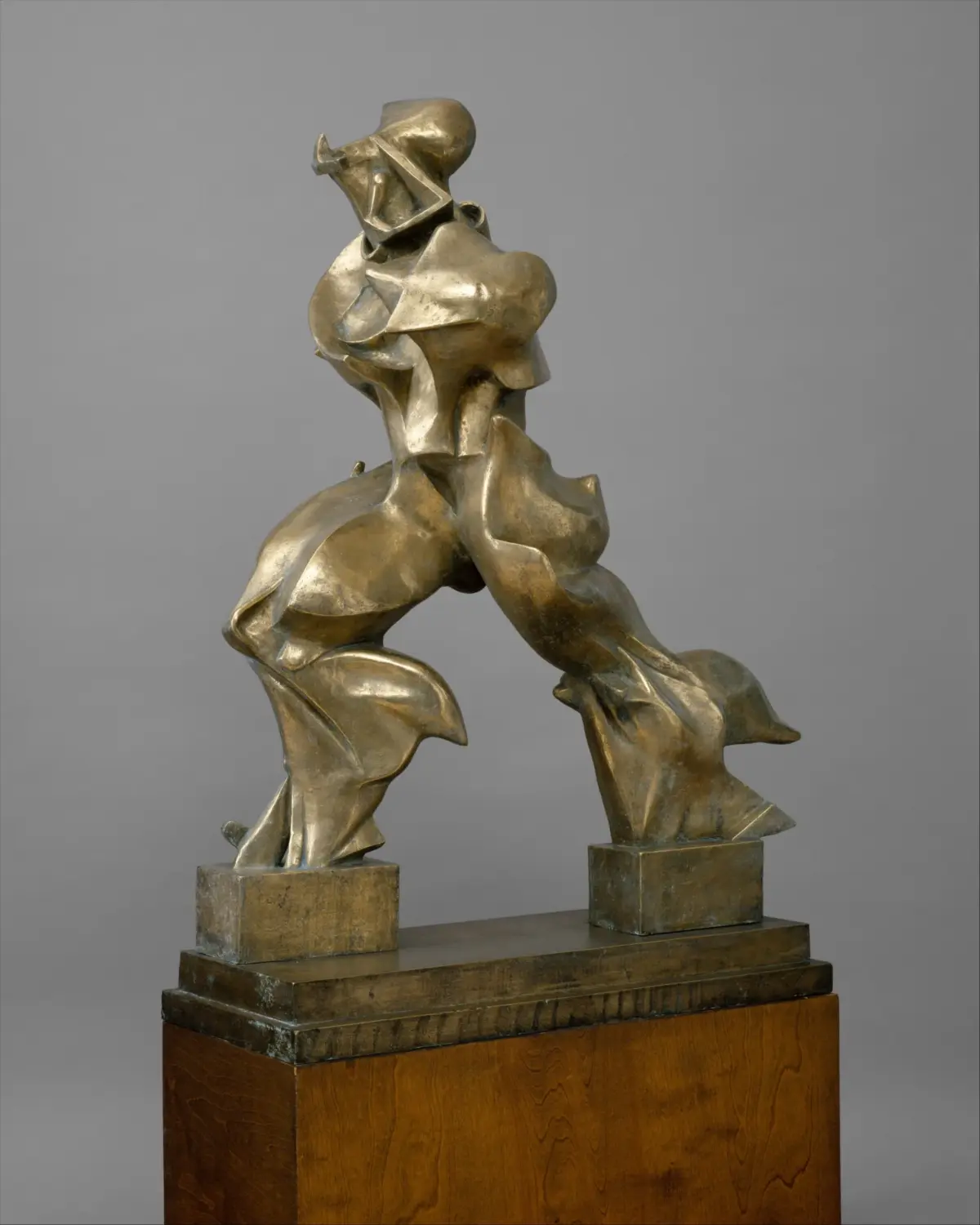Umberto Boccioni bronze sculpture of a striding figure with aerodynamic expanded forms
