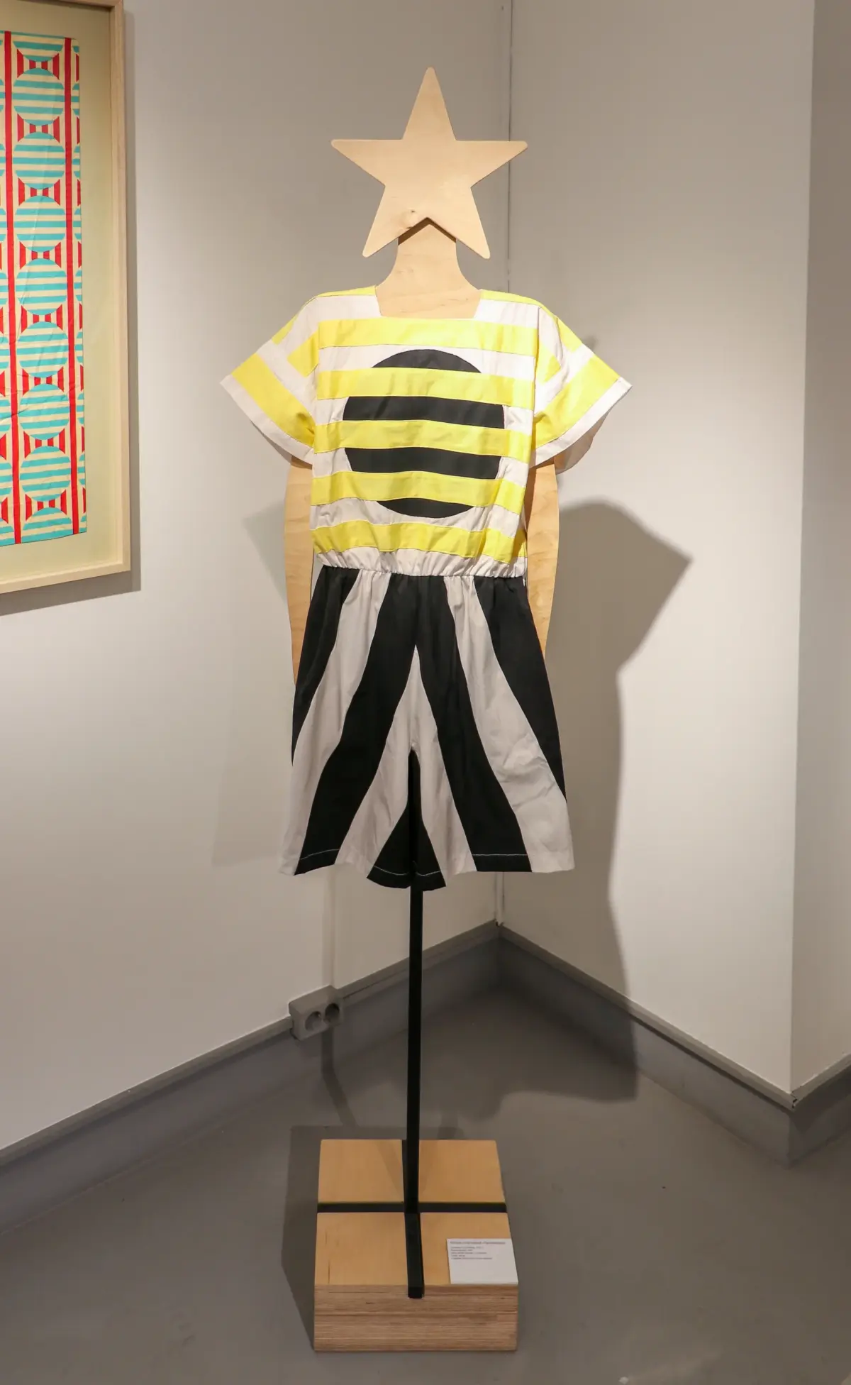 Reconstruction of Varvara Stepanova 1920s Constructivist sport and production suit prozodezhda on display at the Moscow Design Museum