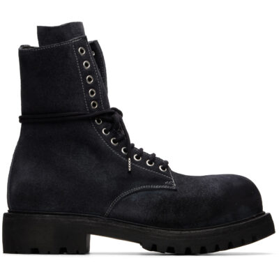 A DICIANNOVEVENTITRE Black Fiore Prisma Combat Boots