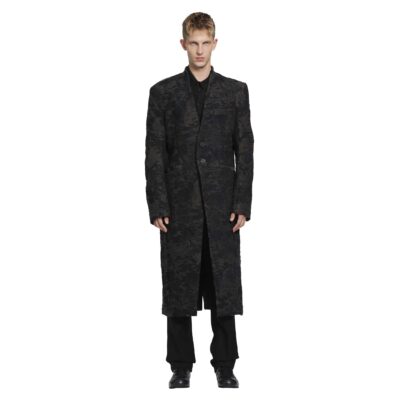 A1923 Collarless Jacquard Coat