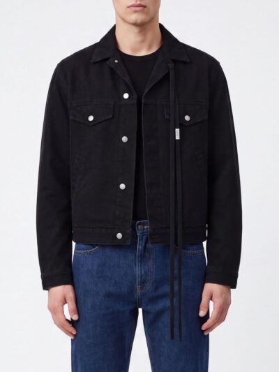 ANN DEMEULEMEESTER Cotton Denim Jacket with Cuban Collar