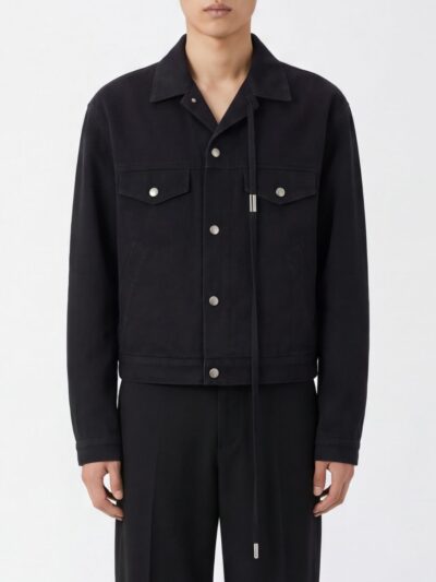 ANN DEMEULEMEESTER Shirt-Style Denim Jacket with Cuban Collar
