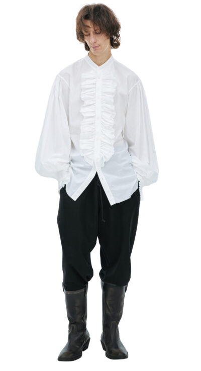 Ann Demeulemeester Cotton shirt with voluminous ruffles on the collar