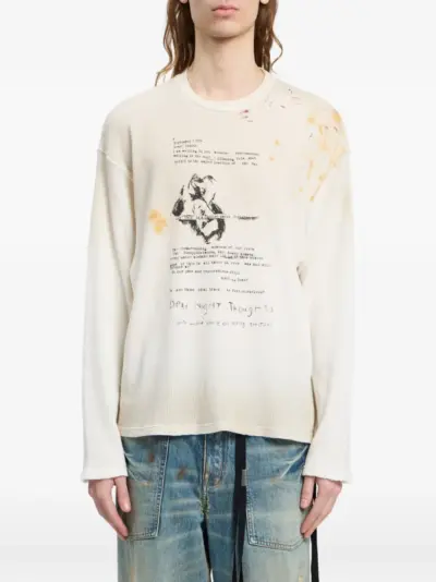 Ann Demeulemeester Emil Dear Diary long-sleeve T-shirt - Neutrals