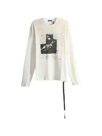 Ann Demeulemeester Emil graphic-print waffle-knit t-shirt - Neutrals