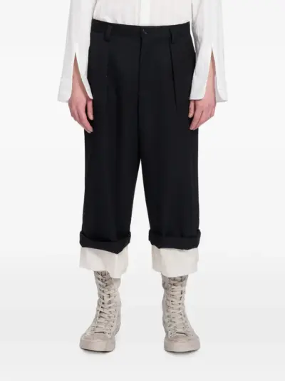 Ann Demeulemeester Harol pleated-trim cropped trousers - Black