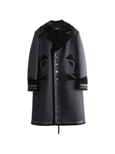 Ann Demeulemeester Havtor velvet-trimmed embroidered coat - Black