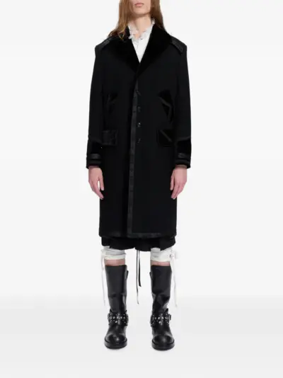 Ann Demeulemeester Havtor velvet-trimmed embroidered coat - Black