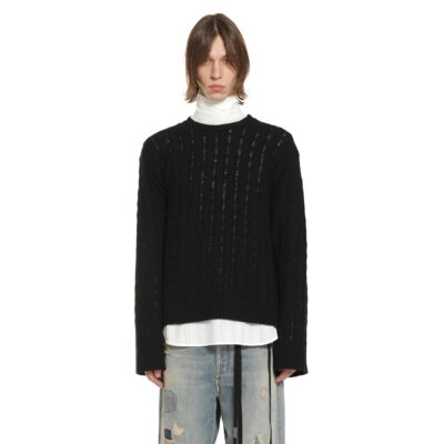 Ann Demeulemeester Tristan Cable Knit Ladder Stich Crewneck Sweater