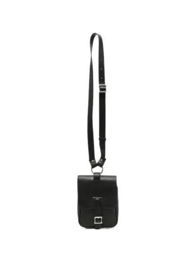 Ann Demeulemeester buckle-fastening leather messenger bag - Black