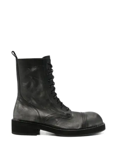 Ann Demeulemeester distressed lace-up boots - Black