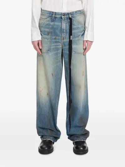 Ann Demeulemeester distressed wide-leg jeans - Blue