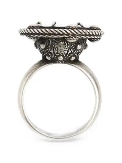 Ann Demeulemeester grained cabochon ring - Silver