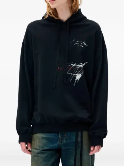 Ann Demeulemeester graphic-print hoodie - Black