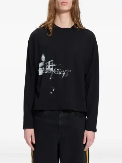 Ann Demeulemeester graphic-print long-sleeve T-shirt - Black