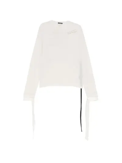 Ann Demeulemeester lace-trim long-sleeve T-shirt - Neutrals