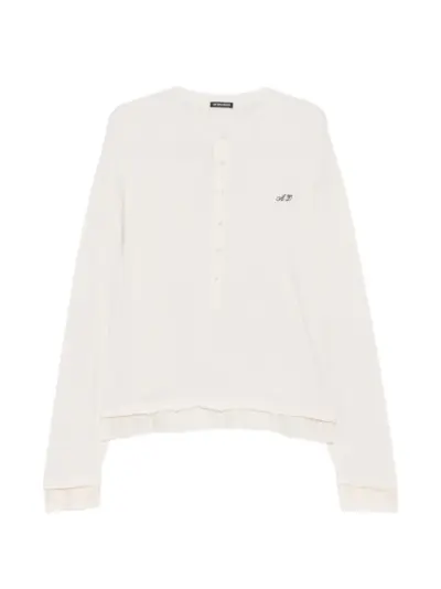 Ann Demeulemeester layered-effect Henley-neck T-shirt - Neutrals