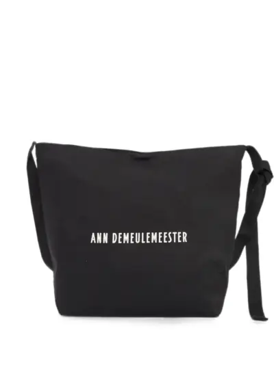 Ann Demeulemeester logo-print cotton shoulder bag - Black
