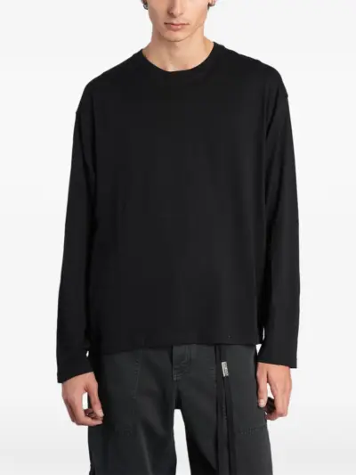 Ann Demeulemeester slogan-print long-sleeve T-shirt - Black