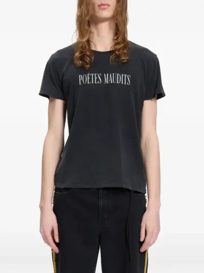 Ann Demeulemeester slogan-print washed-out T-shirt - Grey