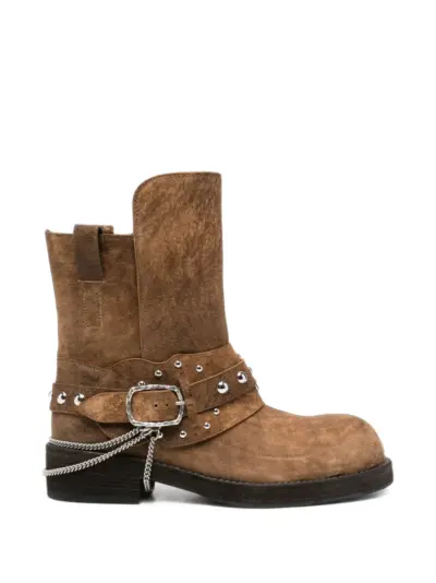 Ann Demeulemeester studded-embellishment boots - Brown
