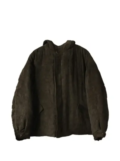 Aviva Jifei Xue padded linen-velvet parka - Brown