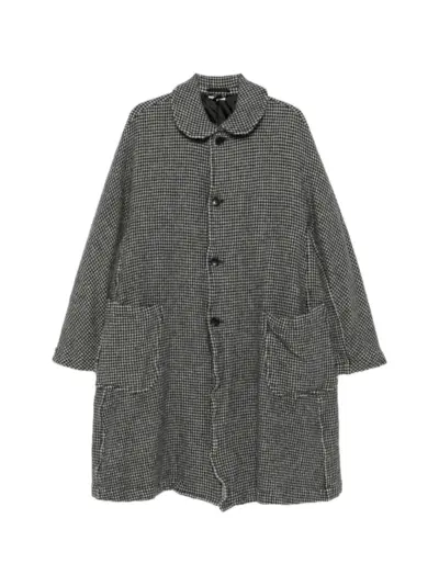 Black Comme Des Garçons houndstooth-pattern Peter-Pan-collar coat
