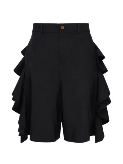 Black Comme Des Garçons ruffled gabardine shorts