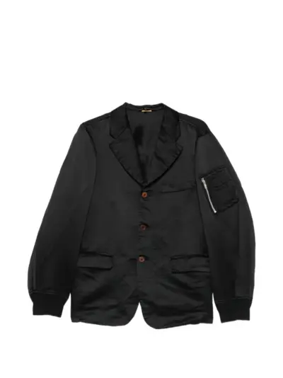 Black Comme Des Garçons satin-finish zip-pocket jacket
