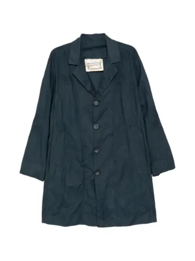 By Walid embroidered poplin single-breasted coat - Blue