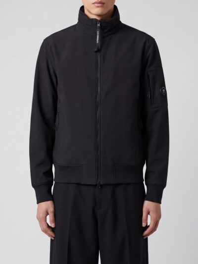 C. P. COMPANY Windproof Technical Softshell Bomber Jacket with High Collar