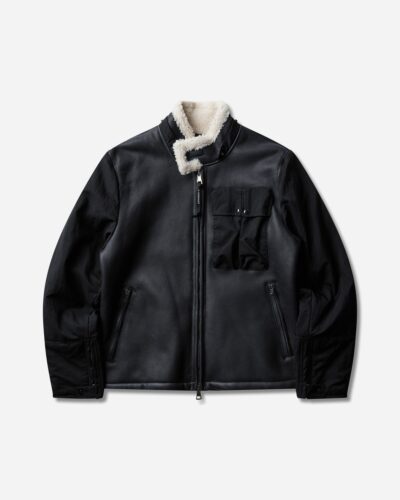 C.P. Company Men s Montone Curly Leather Mixed Goggle Jacket Black